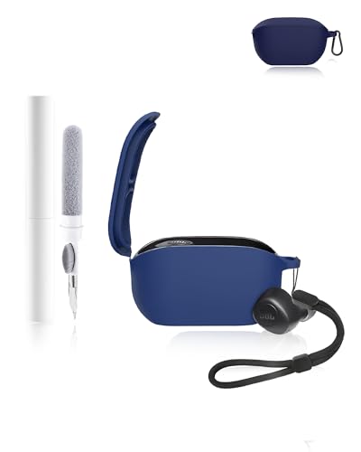 Silikon-Schutzhülle für JBL Wave Buds 2 Ohrhörer, langlebige und umweltfreundliche Bluetooth-Kopfhörerabdeckung mit präzisen Löchern, stoßfest, angenehme Haptik, Dunkelblau von Generisch
