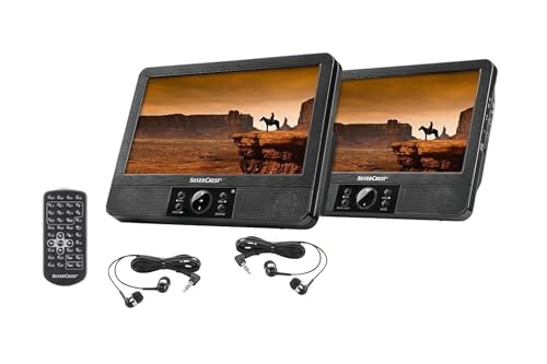 Silvercrest Tragbarer DVD Player mit 2X 22,7 cm (9'') Bildschirmen, Schwarz, DVD, CD, USB, Auxiliary, 22,7 cm (9'') LCD LED, Portable_Video_DISC_Player, Kfz-kompatibel von Generisch