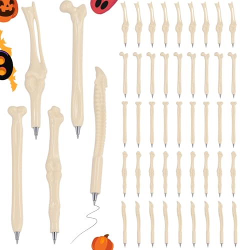 Skelett-Fingerstifte in Knochenform, 50-teiliges Set, 0,5 mm, schwarze Tinte, perfekt für Halloween und Mediziner von Generisch