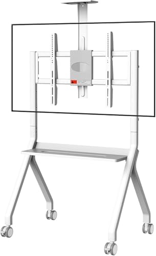 Smartboard-Ständer für 106,7–190,5 cm Smart-Whiteboard, Boden-TV-Ständer mit vier feststellbaren Rädern, Design für Büro, Klassenzimmer, Zuhause (Farbe: Weiß) von Generisch