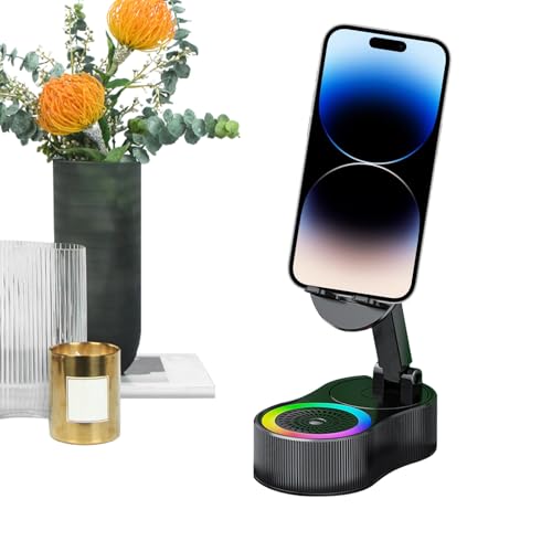 Smartphone Halterung | Höhenverstellbare Handyhalterung Mit RGB-Beleuchtung & Mikrofonintegriert | Höhenverstellbare & Tragbare RGB-Halterung Mit Mikrofon Und Lautsprecher Für Theke, Schminktisch, Nac von Generisch