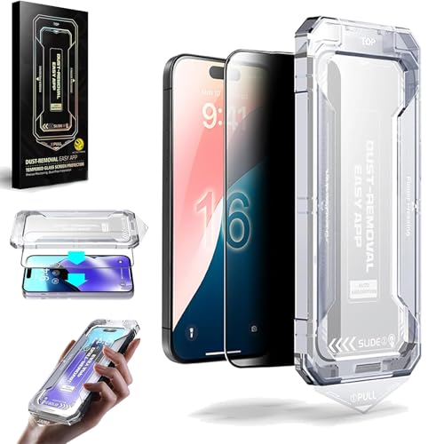 SmoothShield 2 Packs – Tempered Glass Screen Protector Anti-Scratch Anti-Fingerprint Privacy & Auto Dust-Free Install, Precise Positioning, for iPhone 16/15/14/13/12 Series (Privacy,for 16E) von Generisch