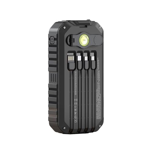 Solar Power Bank - Solar Power Bank 20000MAH Portable Solar Charger | Tragbares Ladegerät USB C Schnelllade Outdoor | Power Bank External Battery Pack Eingebaute Kabel SOS Strobe Taschenlampen Für Hik Solar Power Bank - Solar Power Bank 20000MAH Portable Solar Charger | Tragbares Ladegerät USB C Schnelllade Outdoor | Power Bank External Battery Pack Eingebaute Kabel SOS Strobe Taschenlampen Für Hik von Generisch