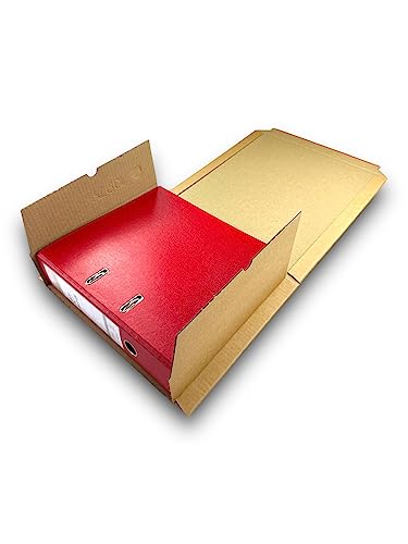 Stabile Ordnerverpackung aus Wellpappe mit Aufreißfaden+Klebeverschluss | A4, Sichere Platzsparende Verpackungslösung für Ordner (10) von Generisch