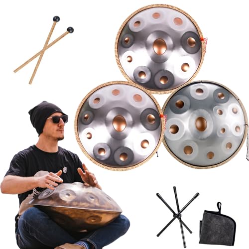 Steel Handpan Drum 432Hz/440Hz Percussion Instrument for Sound Healing Meditation Yoga, 55cm 9/10/12 Notes von Generisch