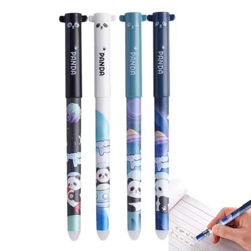 Stift mit Radiergummi, Löschbare Stifte,Löschbar schwarze Gel -Tintenstifte | 4 Teile glattes Schreiben süßes stationäres Set, feiner Punkt 0,5 mm mit Gummi für Kinder Schüler Erwachsene Schulbüro Nut von Generisch
