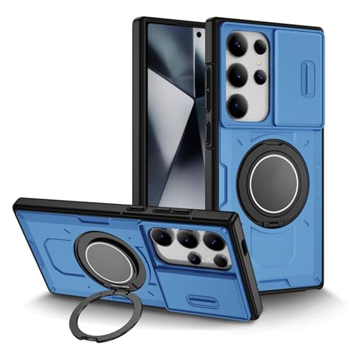 Stoßfeste Hülle Für Samsung Galaxy S25/S25 Plus/S25 Ultra, Mit Ringhalterung, Schutzhülle Für Verschiebbare Linse Und Magnetischer Fahrzeugabsaugung,S25 Plus,Blue1 von Generisch
