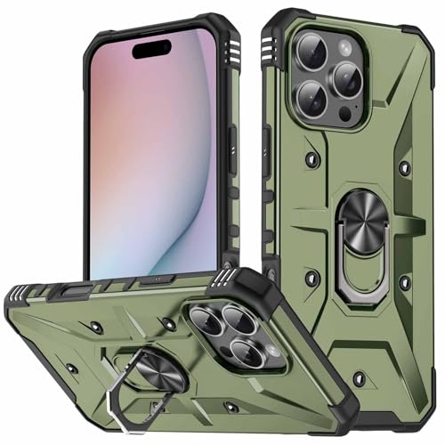 Stoßfeste Hülle Für iPhone 16/16 Pro/16 Plus/16 Pro Max, Magnetische Metall-Drehständerhülle, Schlanke Anti-Kratz-Schutzhülle,16,Green1 von Generisch