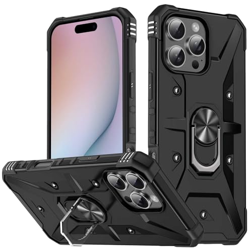 Stoßfeste Hülle Für iPhone 16/16 Pro/16 Plus/16 Pro Max, Magnetische Metall-Drehständerhülle, Schlanke Anti-Kratz-Schutzhülle,16pro,Black von Generisch