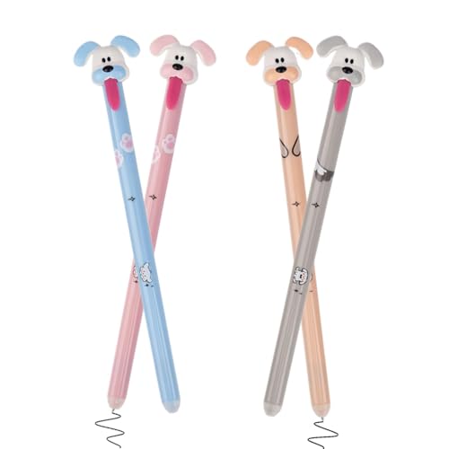 Süße Hundestifte - Kinder, Gel -Stift -Set | Ergonomische löschbare Gel -Tintenstifte - 4x tragbares Schülern, Schreibwaren, Cartoon -Schulmaterial von Generisch