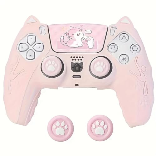 Süße Katze Thema Silikon Hülle für PS5 Controller mit Daumengriffen und Touchpad-Aufklebern - Weiche, bequeme Schutzhülle Set, Anti-Rutsch und schweißresistent, für Sony PlayStation 5 Süße Katze Thema Silikon Hülle für PS5 Controller mit Daumengriffen und Touchpad-Aufklebern - Weiche, bequeme Schutzhülle Set, Anti-Rutsch und schweißresistent, für Sony PlayStation 5 von Generisch