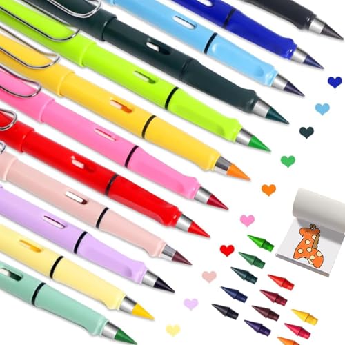 Swify Zauber-Bleistift mit Radiergummi, 12 Stück Swify Bleistift, Tintenlose Swify Zauberbleistift, Wiederverwendbarer Everlasting Pencil Mit 12/24 Austauschbarem (12 Stifte + 12 Federn-a) von Generisch