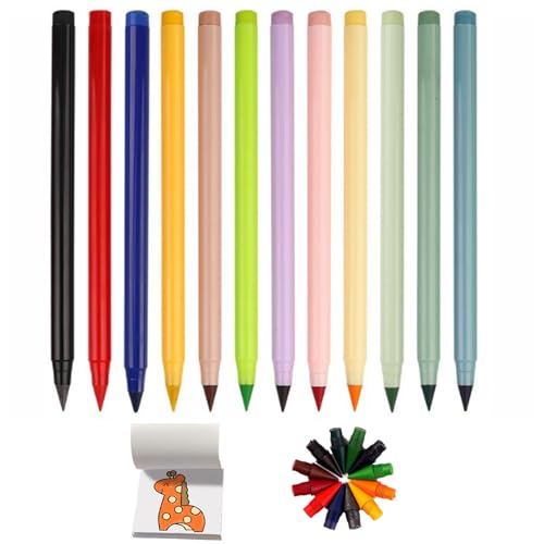 Swify Zauberbleistift mit Radiergummi, 12 Stück Swify Bleistift, Tintenlose Swify Zauber-Bleistift, Wiederverwendbarer Everlasting Pencil Mit 12/24 Austauschbarem (12 A460 Stifte + 12 Federn) von Generisch