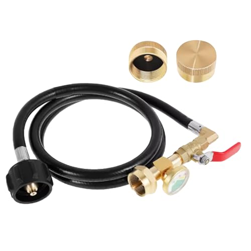Tank Nachfülladapter,Zylinder-Adapter Mit Nachleuchtender Füllstandsanzeige | Messinganschluss Mit Schlauch Für Camping Grill BBQ Tank Nachfülladapter,Zylinder-Adapter Mit Nachleuchtender Füllstandsanzeige | Messinganschluss Mit Schlauch Für Camping Grill BBQ von Generisch