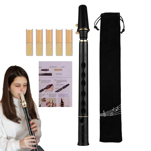 Taschen-Saxophon, 8-Loch-C-Tasten-Saxophon, Übungswerkzeug für Musiker und Anfänger, Instrument, inklusive Stimmzungen und Tragetasche, kompaktes Design, ideal für schnelles Üben von Generisch