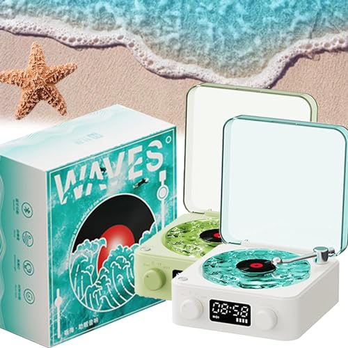 The Waves Vinyl-Player, Waves Retro-Vinyl-Plattenspieler, Waves Vintage-Vinyl-Plattenspieler, Bluetooth-Lautsprecher, kabelloser tragbarer The Waves Vinyl-Player (2 Stück) von Generisch