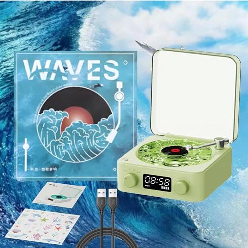 The Waves Vinyl-Player, Waves Retro-Vinyl-Plattenspieler, Waves Vintage-Vinyl-Plattenspieler, Bluetooth-Lautsprecher, kabelloser tragbarer The Waves Vinyl-Player (A) von Generisch
