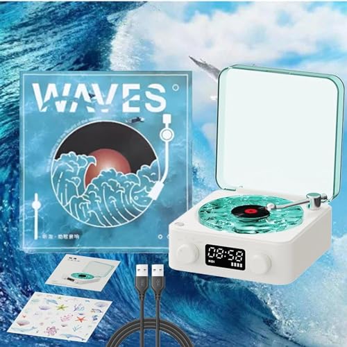 The Waves Vinyl-Player, Waves Retro-Vinyl-Plattenspieler, Waves Vintage-Vinyl-Plattenspieler, Bluetooth-Lautsprecher, kabelloser tragbarer The Waves Vinyl-Player (B) von Generisch