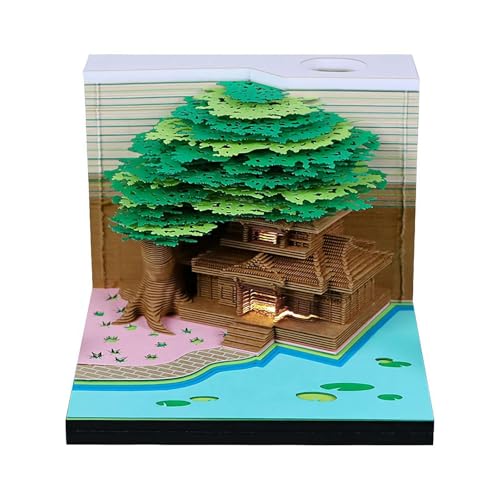 Time Piece Calendar, 2025 Desk Calendar LED Light Memo Art Note Papers - 3D Calendar Paper Carving Christmas Holiday Giftss Desk Ornament Realistic For Schools Study Rooms Dorms Tables Desks (Green) von Generisch