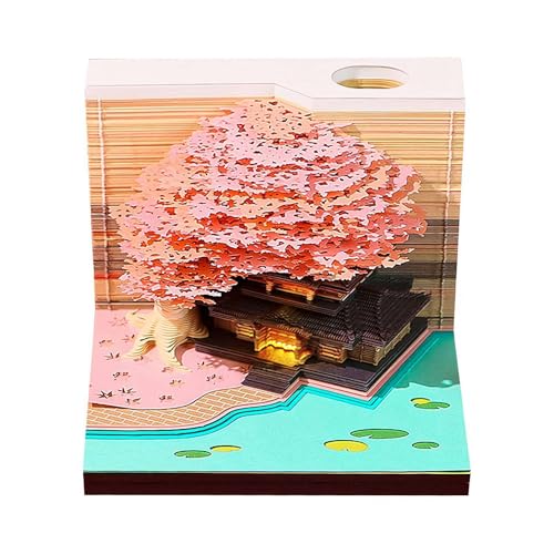 Time Piece Calendar, 2025 Desk Calendar LED Light Memo Art Note Papers - 3D Calendar Paper Carving Christmas Holiday Giftss Desk Ornament Realistic For Schools Study Rooms Dorms Tables Desks (Pink) von Generisch