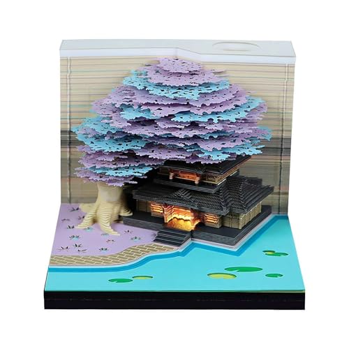 Time Piece Calendar, 2025 Desk Calendar LED Light Memo Art Note Papers - 3D Calendar Paper Carving Christmas Holiday Giftss Desk Ornament Realistic For Schools Study Rooms Dorms Tables Desks (Purple) von Generisch