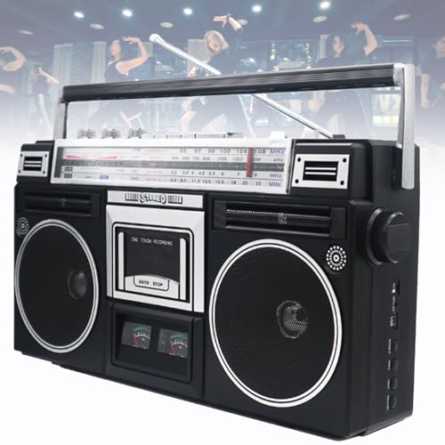 Tragbare Retro-Boombox mit CD-Player, unterstützt SD/USB, AM/FM-Radio, Kassettenrekorder für Reisen und Familienfeiern von Generisch