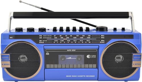 Tragbarer Bluetooth-Lautsprecher und Kassettenrekorder mit AM/FM-Radio – Retro 80er Jahre Stil für Familienfeiern und Reisen Tragbarer Bluetooth-Lautsprecher und Kassettenrekorder mit AM/FM-Radio – Retro 80er Jahre Stil für Familienfeiern und Reisen von Generisch