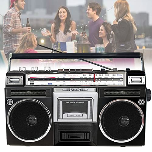 Tragbarer Kassettenspieler mit AM/FM/SW-Radio, Bluetooth-Lautsprecher, USB- und Speicherkartenunterstützung, für ältere Menschen und Kinder Tragbarer Kassettenspieler mit AM/FM/SW-Radio, Bluetooth-Lautsprecher, USB- und Speicherkartenunterstützung, für ältere Menschen und Kinder von Generisch
