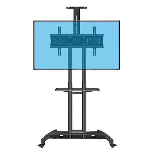 Tragbarer mobiler TV-Ständer auf Rädern für 81,3–177,8 cm große Bildschirme, höhenverstellbarer Bodenständer, 45 kg Tragkraft, praktischer rollender TV-Wagen für Zuhause und Büro von Generisch