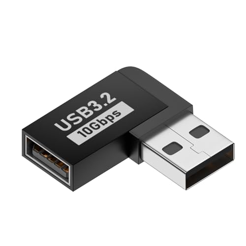 USB 3.0 Extender -Adapter - Rechtswinkelstecker, männliche weibliche Konverter | Hochgeschwindigkeitsdatenübertragungsanschlüsse, 10 Gbit / s USB -Erweiterung, Kompaktadapter für Computer, Monitor und von Generisch