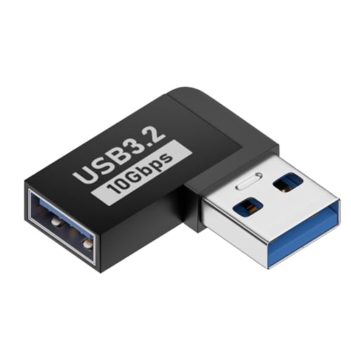 USB 3.0 Extender -Adapter - Rechtswinkelstecker, männliche weibliche Konverter | Hochgeschwindigkeitsdatenübertragungsanschlüsse, 10 Gbit / s USB -Erweiterung, Kompaktadapter für Computer, Monitor und von Generisch