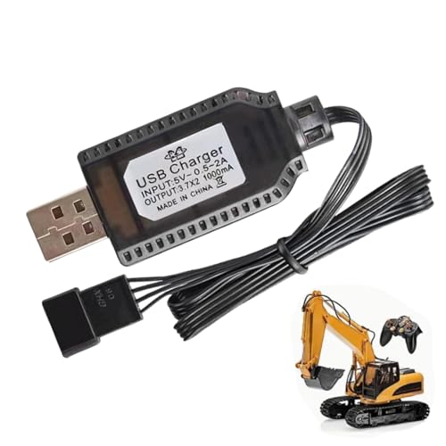 USB-Ladekabel, 7,4 V, 1000 mA, Schnellladekabel für Spielzeugbatterie, RC-Auto-Ladegerät, RC-Flugzeug-Lithium-Batterie SM-2P, SM-3P, SM-4P, Drohnen-Batterieladung automatisch anpassen von Generisch