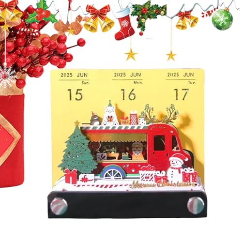 Uhrenkalender 2025,Uhrenkalender 2025 | 3D-Abreißkalender, Notizblock, Zeitmesser-Kalender-Schreibtisch-Post-Notes-Desktop-Skulptur für die weihnachtliche Einweihungs-Desktop-Dekoration von Generisch