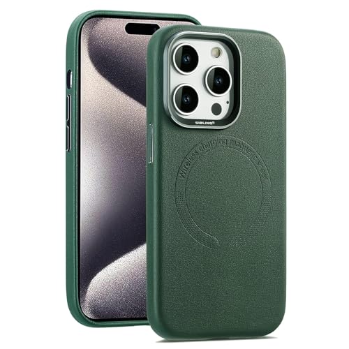 Ultradünne Hülle Für iPhone 16/16 Pro/16 Plus/16 Pro Max, Magnetische Business-Handyhülle Aus Leder Mit Metalllinsenrahmen,16plus,Green von Generisch