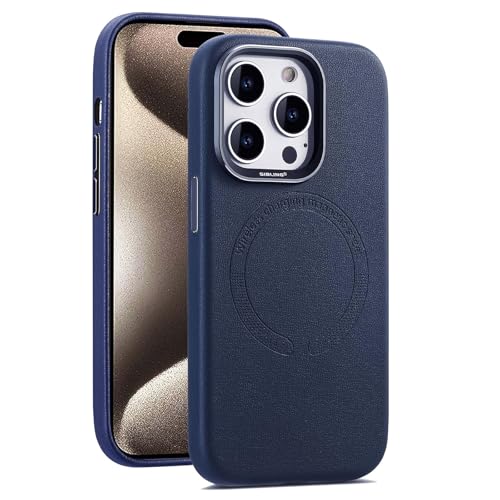 Ultradünne Hülle Für iPhone 16/16 Pro/16 Plus/16 Pro Max, Magnetische Business-Handyhülle Aus Leder Mit Metalllinsenrahmen,16pro,Blue von Generisch