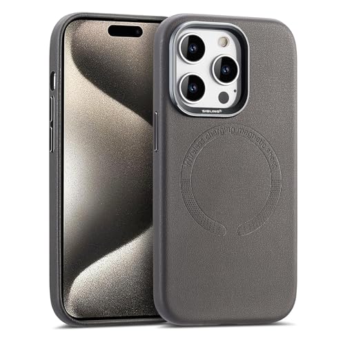 Ultradünne Hülle Für iPhone 16/16 Pro/16 Plus/16 Pro Max, Magnetische Business-Handyhülle Aus Leder Mit Metalllinsenrahmen,16pro,Grey von Generisch