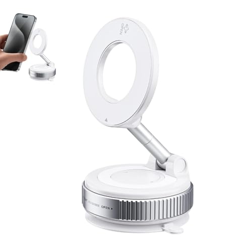 Vacuum Suction Magnetic Phone Stand, Verstellbarer und um 360° drehbarer Magnetic Phone Holder, hochfester Saugnapf, für Mobiltelefone mit Magsafess-Funktion oder mit magnetischen Aufklebern von Generisch
