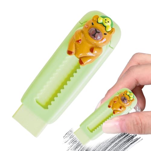 Verschiebbare, einziehbare Radiergummis, verschiebbarer Radiergummi-Niedlicher Capybara Schiebe-Push-Pull-Bleistift-Radiergummi,Push-Pull-Weichgummi zum Zeichnen und Malen, verschiebbare, einziehbar von Generisch