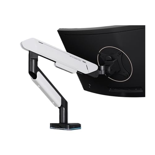 Verstellbarer Monitorständer mit RGB-Beleuchtung für 17-42-Zoll-Bildschirme, Gasfederarmhalterung, unterstützt bis zu 15 kg USB-Anschluss, ergonomische Schreibtischeinrichtung (weiß) von Generisch