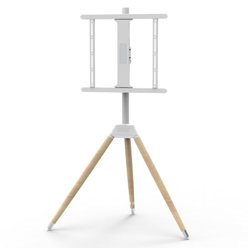 Verstellbarer drehbarer mobiler TV-Ständer 81,3 cm 165,1 cm, Universalhalterung, 180° drehbar, höhenverstellbar, 35 kg Tragkraft, leicht zu bewegen, weiße Oberfläche von Generisch