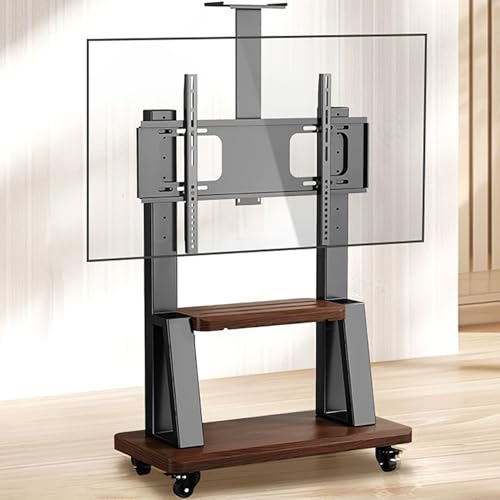 Verstellbarer mobiler TV-Ständer auf Rädern, Rollwagen mit AV-Regal, Universal-TV-Halterung für 81,3 - 203,2 cm (32 - 80 Zoll) Fernseher, perfektes Entertainment-Center für Wohnzimmer, schwarzes von Generisch