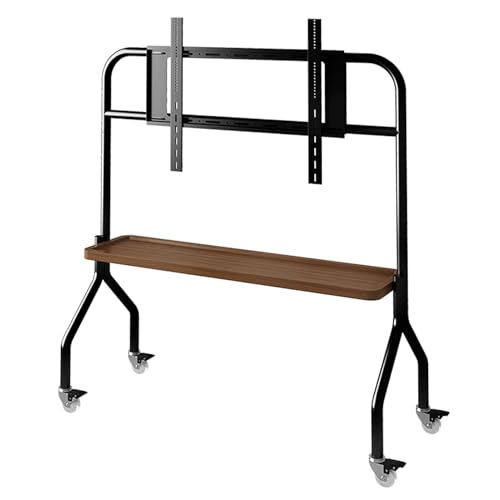 Verstellbarer mobiler TV-Ständer auf Rädern mit Stahlablage und Aufbewahrungsregal, rollender TV-Wagen für Zuhause, Büro, Outdoor und Schule, Braun (90 x 50 cm) von Generisch