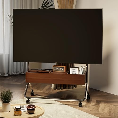 Verstellbarer mobiler TV-Ständer mit Aufbewahrungsbox, Rollwagen für 50-75-Zoll-Fernseher, höhenverstellbar, leise Räder, Holzdesign, tragbare TV-Halterung, braunes Finish Verstellbarer mobiler TV-Ständer mit Aufbewahrungsbox, Rollwagen für 50-75-Zoll-Fernseher, höhenverstellbar, leise Räder, Holzdesign, tragbare TV-Halterung, braunes Finish von Generisch