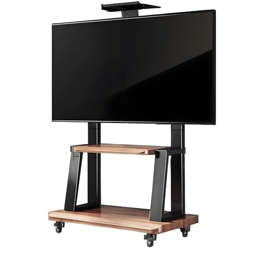 Verstellbarer mobiler TV-Ständer mit Rollen, tragbarer Rollwagen für Bodenfernseher, Universalhöhenständer mit Aufbewahrungsregalen Verstellbarer mobiler TV-Ständer mit Rollen, tragbarer Rollwagen für Bodenfernseher, Universalhöhenständer mit Aufbewahrungsregalen von Generisch