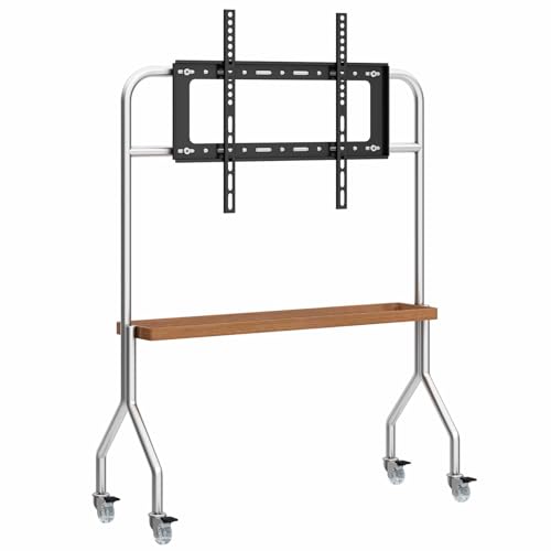 Verstellbarer mobiler TV-Wagen mit Medien-Regal, universeller rollbarer TV-Ständer auf Rädern, hoher Boden-TV-Ständer für 32-65-Zoll-Fernseher, Silber, 1 Ebene, einfache Mobilität Verstellbarer mobiler TV-Wagen mit Medien-Regal, universeller rollbarer TV-Ständer auf Rädern, hoher Boden-TV-Ständer für 32-65-Zoll-Fernseher, Silber, 1 Ebene, einfache Mobilität von Generisch