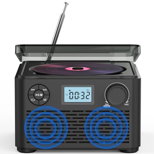Vintage CD-Player Bluetooth FM Radio, USB/TF, tragbarer Stereo-Sound, 2.0 K, 4000 mAh Akku Vintage CD-Player Bluetooth FM Radio, USB/TF, tragbarer Stereo-Sound, 2.0 K, 4000 mAh Akku von Generisch