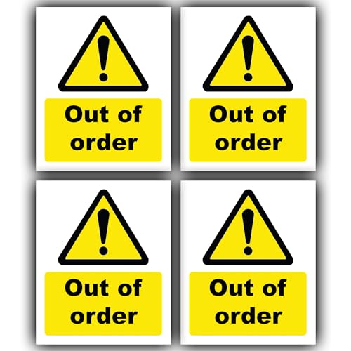 Vinyl-Aufkleber, Aufschrift "Out of Order", wasserfest, 110 x 90 mm, 4 Stück Vinyl-Aufkleber, Aufschrift "Out of Order", wasserfest, 110 x 90 mm, 4 Stück von Generisch