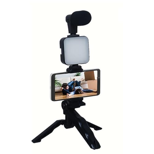 Vlogging Kit - Video Kit für Smartphone, Stativhalterung, Telefonhalterung | LED-Licht mit Mikrofon für Aufnahme, Inhaltserstellung, Live-Streaming, Vlogger-Konfiguration, von Generisch