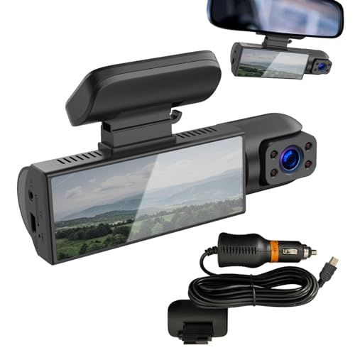 Vorder- und Rück- und Rück- und Heck -Kamera -Rekorder mit dem Parkmonitor | 1080p Weitwinkel Dashcam mit G-Sensor, Schleifenaufzeichnung, Bewegungserkennung für Tag/Nachtfahrzeugüberwachung von Generisch
