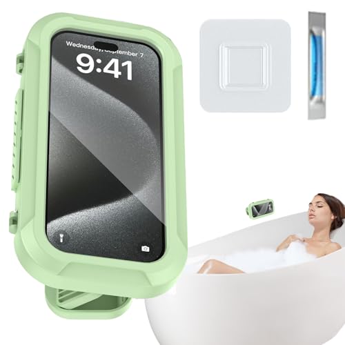 Wall Mount Dusch Telefonhalter, Dusch Telefonhalter | Wasserbeständiger Telefonhalter - Adhäsive 360 ​​Grad einstellbare Anti -Slip -Anti -Nebel -Ständer für Badepoolbad Haus 7inch Mobiltelefone Fraue von Generisch